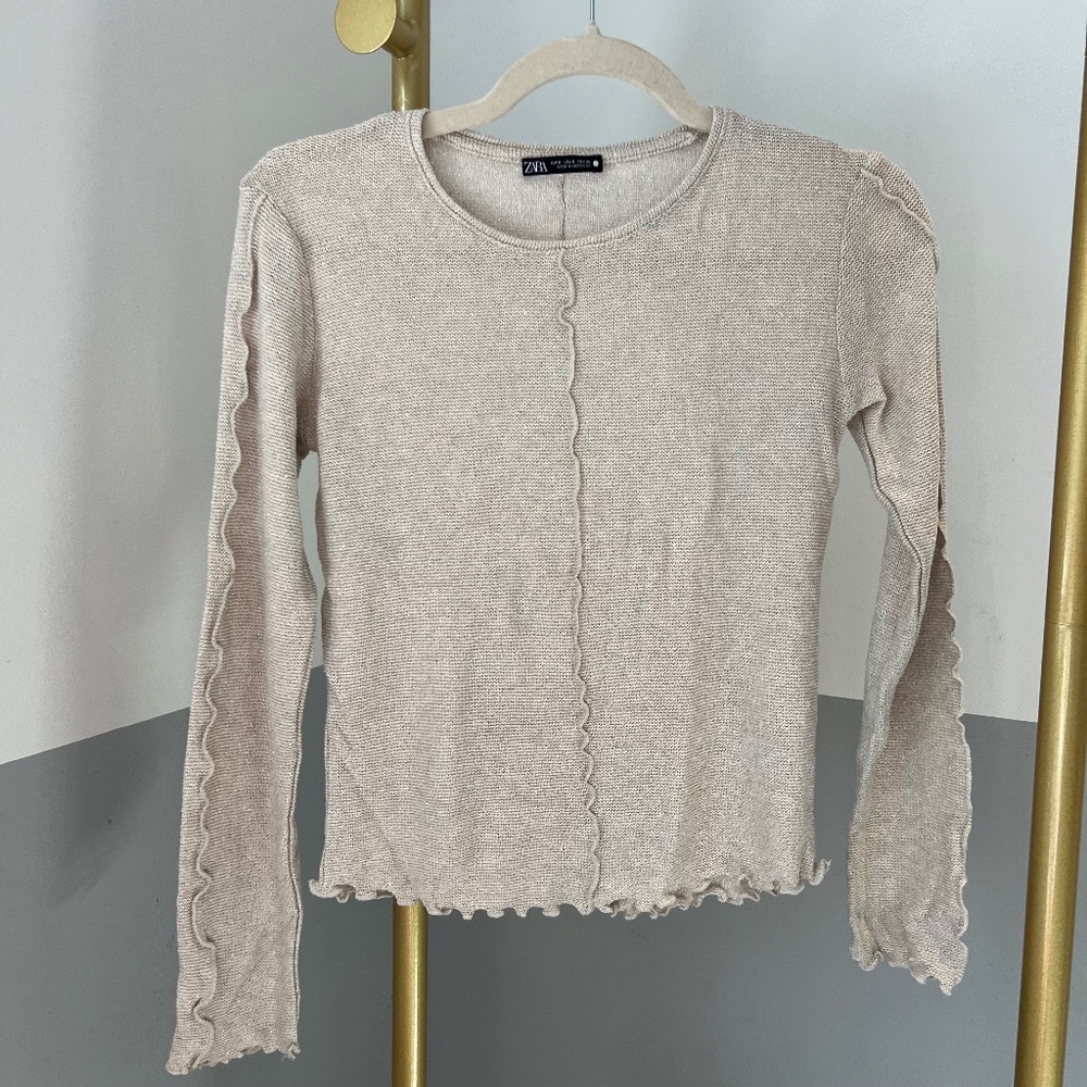 Zara Gold Knit Long Sleeve Top